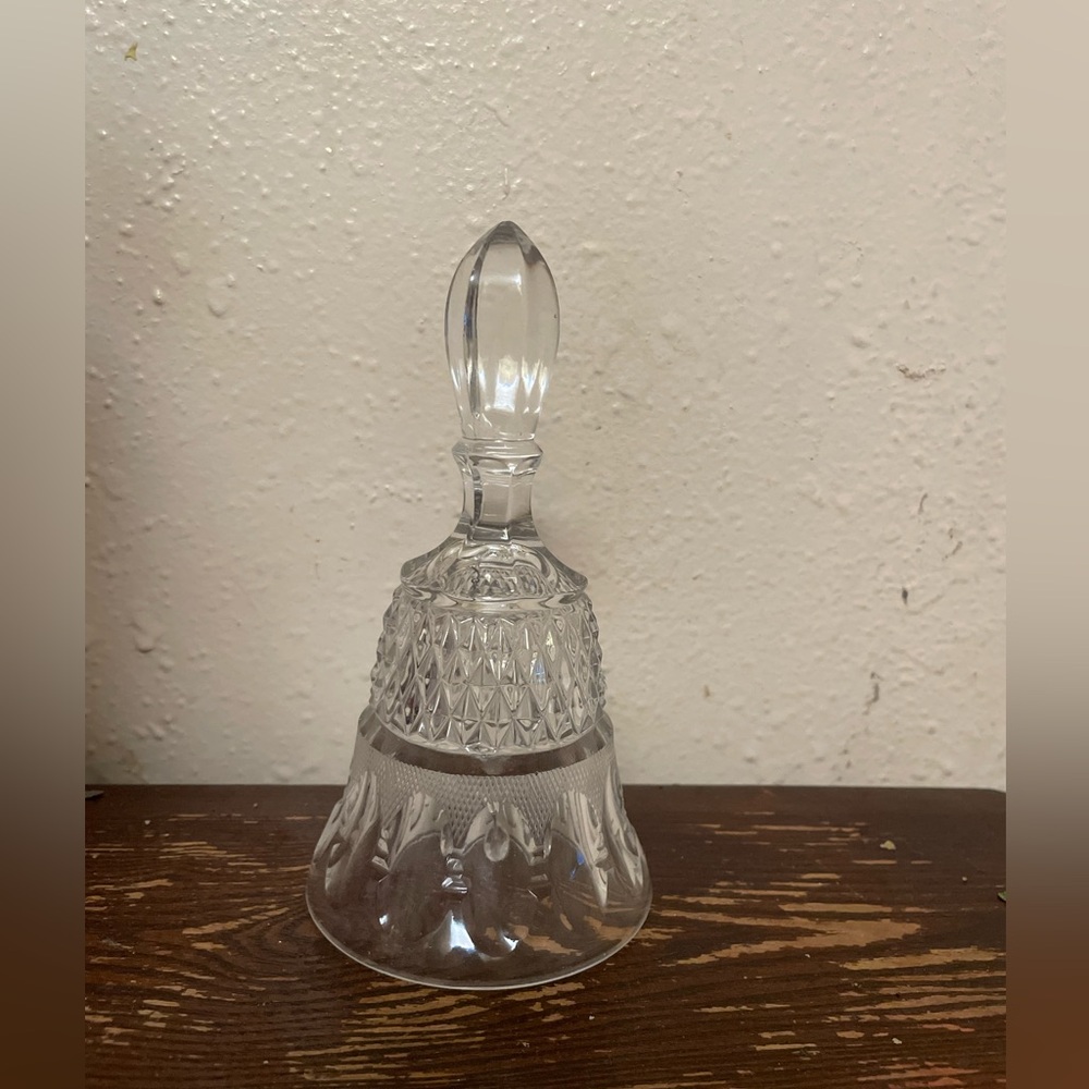 Vintage Clear Crystal Lead Dinner Bell German 6”